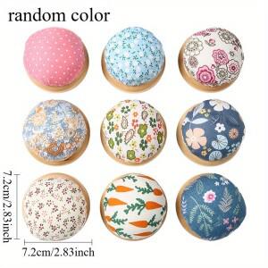 1Pc Ramdon 컬러 우드 스탠드 천 바늘 핀 쿠션 바느질 용품 자수 DIY 공예 보관
