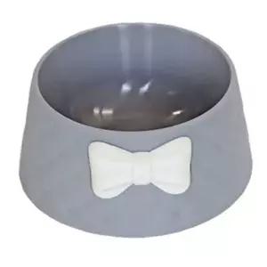 강아지 리본 퀄팅 식기 그레이 1P 고양이 급식 급수기 애견물그릇