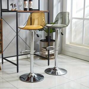 Modern Adjustable Acrylic Swivel Bar Stool PU Leather Chair for Kitchen Living Room Home Office Clu