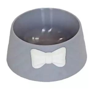 강아지 리본 퀄팅 식기 그레이 1P 고양이 급식 급수기 애견물그릇