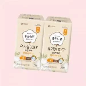 좋은느낌 유기농 순면커버 팬티 속옷 언더웨어라이너 롱 36매 X 2팩 4605036