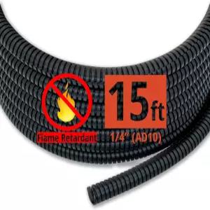 15피트 - 1/4 AD10 난연 분할 와이어 직조 튜브 전기 케이블용 슬리브 유연한 커버 코드 프로텍터 검은색