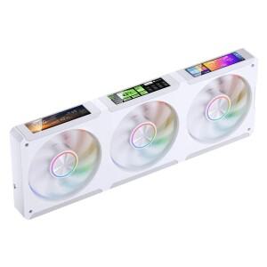 존스보 ZC-360 120mm 3 in 1 케이스 쿨링 팬 3*3.38인치 연속 스크린 ARGB 연결 빌딩 블록 이중 볼 베어링