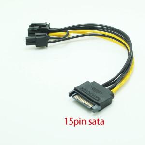 SATA 15PIN ~ 8Pin 6+2 연결 케이블 분배기 그래픽 카드 전력선 비디오 변환 와이어 어댑터 GPU 6PIN+2PIN
