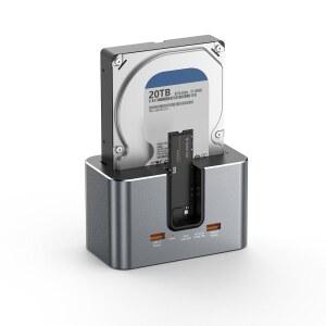 BSLEMON 듀얼 베이 하드 드라이브 도킹 없는 스테이션 10GBPS 28TB HDD 도크 필요 도구가 있는 SSD USB 최대 허브가 외장 GEN SSD 5인치 SATA 알루미늄 NVME 지원