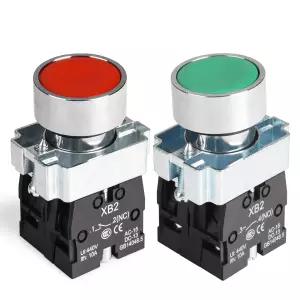 APIELE 2PCS 22MM 순간 푸시 버튼 스위치 레드 그린 1NO 1NC 메탈 헤드 XB2-110BN-G R 1
