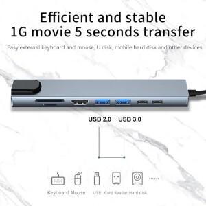 USB 8 in 1 타입 C 3.1 to 4K HDTV 허브 어댑터 SD TF RJ45 카드 리더기 PD 고속 충전 맥북 노트북 컴퓨터