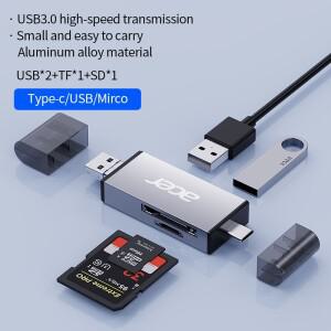YINDIAOxACER 4 in 2 USB +타입 C 허브 도킹 스테이션 마이크로 SD/TF 카드 리더기 노트북 태블릿 폰 디스