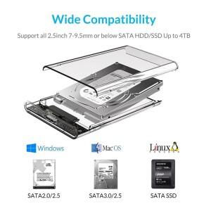 하드 디스크 박스 USB 3.0 - SATA III 케이스 2.5인치 HDD SSD 쉘 외부 인클로저 드라이브
