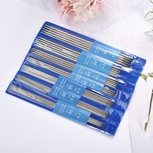 뜨게 스웨터 스카프 프로젝트용 스테인리스 스틸 바늘 세트, 더블 포인트 스트레이트 2-5mm, 5 개, 20cm