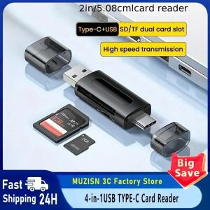 다기능 4-in-1 USB TYPE-C 카드 리더기 외부 저장 장치 블랙 스트레치 메모리 스틱 2.0 미니 SD TF