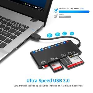 UTHAI TF7 노트북 액세서리 USB 3.0 다기능 카드 리더기 CF/XD/MS/SD/TF 7-in-1