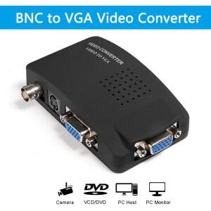BNC to VGA 비디오 컨버터 스위치 박스 AV CVBS S 입력 PC 출력 어댑터 MACTV 카메라 DVD DVR