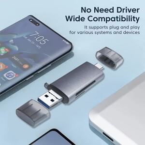 OTG 듀얼 SD/TF 카드 리더기 타입 C USB 3.0 및 마이크로 인터페이스 고속 쓰기 모바일 폰 PC에 적합