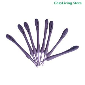 8개/세트 공예 뜨개질 바늘 DIY 크로셰 2.5-6.0mm 퍼플 세트 바느질 스티칭 도구