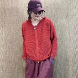 빛채운 니트 가을 오피스룩 여사친 카디건 탑 집업 솔리드 후드 양 OPH3
