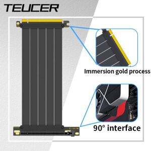 Teucer PCI-E Express 4.0 16X 라이저 비디오 카드 확장 차폐 유연한 케이블 90 ° GPU용 무손실 흑백 장착