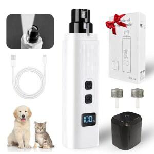 미니구트 반려견 네일 그라인더, 2단 디지털 USB 충전식 반려견 네일 트리머 네일 클리퍼, LED 조명 조용한 발 그루밍으로 대형 중형 소형견 반려동물용 네일 그라인더