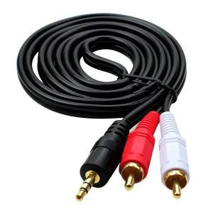 3.5mm 플매트 카펫 러그 잭 커넥터-2 RCA 남성 음악 스테레오 어댑터 케이블 오디오 AUX 라인 휴대폰 TV 사