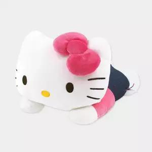 헬로키티 데님라이닝 인형 핑크리본 35cm 캐릭터 봉제 애착 기선물 아기 귀여운 쿠션
