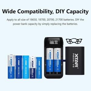 XTAR PB2SL V2 배터리 충전기 18650/21700/20700 파워뱅크 QC3.0 고속 타입 C 리튬 이온 18650