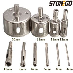 STONEGO 다이아몬드 코팅 구멍 톱 코어 드릴 비트 세트 타일 대리석 유리 세라믹 3mm-50mm 10 개