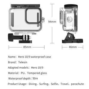 GoPro 11 10 9/충전식 Hero11 용 스마트 배터리 충전기 기존 TELESIN 다이브 케이스 블랙 액세서리