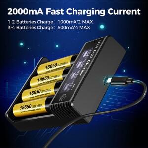 Elough 배터리 충전기 1/2/4 슬롯 듀얼 3.7V 리튬 USB 충전기(1.2V NI-MH AA/AAA
