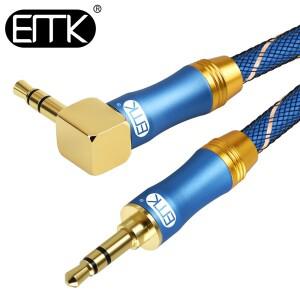 EMK AUX 오디오 케이블 잭 3.5 90 도 직각 자동차 헤드폰 사운드바 TV용