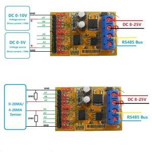 아날로그 전압 획득 러 RS485 ModBus RTU 모듈 PLC 오실로스코프 ADC 4-20ma 센서용 7ch 5V 10V