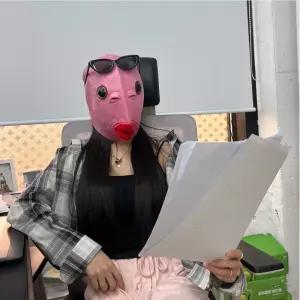 파티용품 핑크 물고기 얼굴 가면 할로윈 인싸 분장 소품