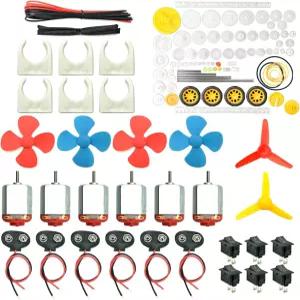 6세트 DC 모터 키트 미니 전기 취미 3V 12V 25000 RPM 강력 자기 86Pcs 플라스틱 기어 9V 배터리 클립