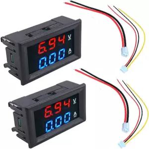 HiLetgo 2pcs 0.28 디지털 전압계 전류계 DC 100V 10A 암페어 전압 테스터 3비트 블루 레드 듀얼 LED