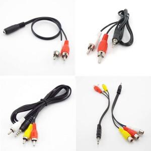 1Pcs 3 4 극 3.5mm 남성 여성 잭 플매트 카펫 러그 2RCA 어댑터 오디오 비디오 AV 케이블 와이어 코드