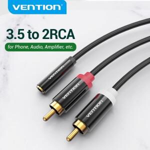 Vention Jack 3.5mm  2 RCA 케이블 암-수 오디오 앰프 용 Aux 분배기 TV 홈 시어터 잭