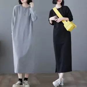 [하프클럽/]면스판 원피스 긴팔 가을 스타일 롱원피스 맨투맨