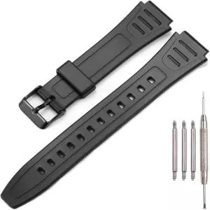 18mm 고무 스트랩 카시오 W800HG 시리즈 시계 밴드 W-800H 교체 팔찌와 호환됩니다