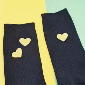 와펜 패션소품 의류패치 하트 노랑 양말 신발 가방 장식 포인트 DIY 부자재