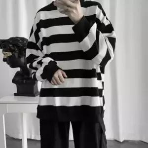 [하프클럽/]단가라 긴팔 티셔츠 루즈핏 맨투맨 가을