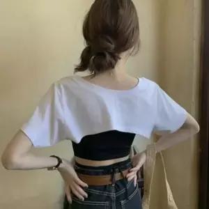 [하프클럽/]핫 크롭 박스티 반팔 레이어드 티셔츠
