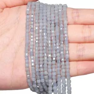 송시 115PCS 3×3mm 블루 아벤투린 천연 스톤 비즈 주얼리 제작 보석 페이스 큐브 스퀘어 루즈 DIY 예술 및