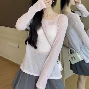 [하프클럽/]시스루 레이어드 티셔츠 여리핏