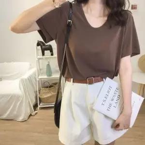 [하프클럽/]반팔티 U넥 여쭈 데일리 루즈핏 티셔츠