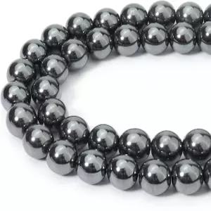 시오미아 60pcs 6mm 천연 블랙 헤마타이트 비즈 에너지 힐링 크리스탈 라운드 루즈 스톤 보석 제작 DIY