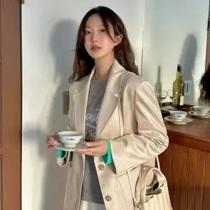 백화점 플라스틱아일랜드 투버튼 싱글 절개 스웨이드 자켓 PS1TJ261
