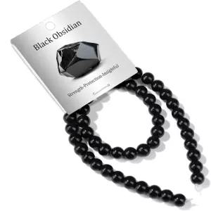 Risyfjew 50PCS 8mm 내추럴 블랙 옵시디언 비즈 보석용 원형 느슨한 팔찌 목걸이 귀걸이 용품용 차크라