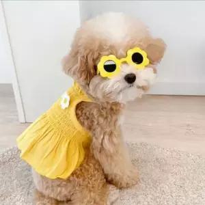 플라워 드레스 강아지 고양이 옷 애견옷 옐로우 XL 강아지옷