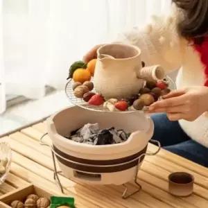 감성캠핑 토기 미니 화로(21cm) 1인용 실내 숯불화로 숯불화로