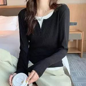 [하프클럽/]긴팔티 여성 골지 슬림핏 레이어드
