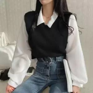 [하프클럽/]니트 조끼 셔츠 레이어드 겨울 여성용
